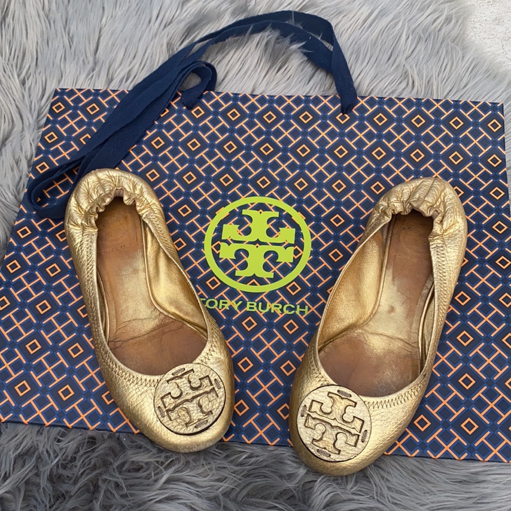 Tory Burch Gold Flats